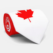 Cravate Érable canadien fier sur fond rouge et blanc (Roulé)