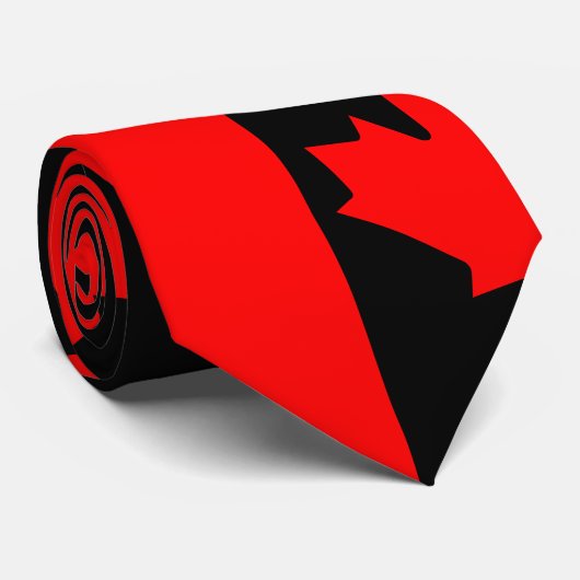 Cravate Érable canadien rouge et noir sur deux couleurs (Roulé)