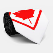 Cravate Érable Canadien sur fond Noir et Blanc (Roulé)