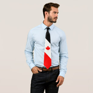 Cravate Érable canadien sur fond rouge blanc noir