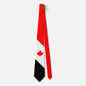 Cravate Érable Canadien sur fond Rouge Blanc Noir (Devant)