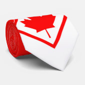 Cravate Érable Canadien sur fond Rouge et Blanc (Roulé)