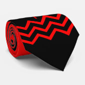 Cravate Érable Rouge Canadien sur Fond Noir avec Chevron (Roulé)