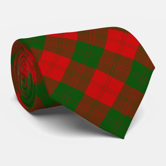 Cravate Erskine tartan rouge vert plaid (Roulé)