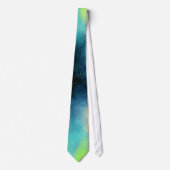 Cravate Espace vert moderne Nebula Abstraction Aquarelle (Devant)