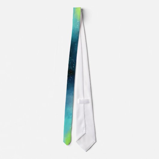 Cravate Espace vert moderne Nebula Abstraction Aquarelle (Dos)