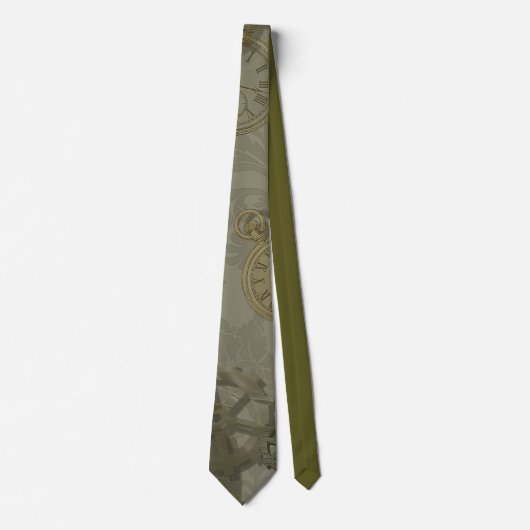 Cravate Estampunk vert olive (Devant)