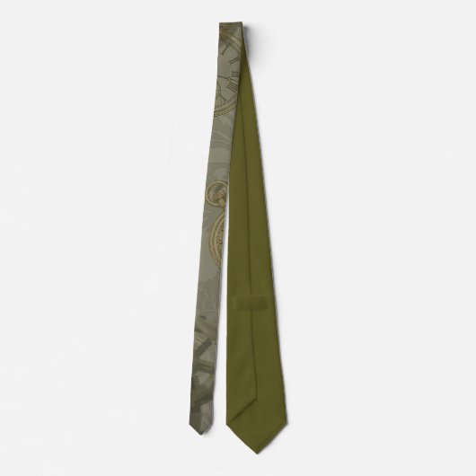 Cravate Estampunk vert olive (Dos)