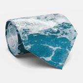 Cravate Été Bleu Océan Vague (Roulé)