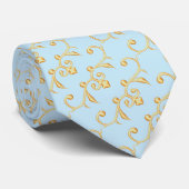 Cravate Été pâle bleu et or (Roulé)