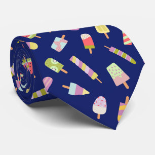Cravate Été tutti-frutti popsicles sur bleu marine