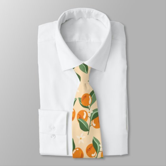 Cravate Eté Vintage Oranges Boho Nature Fruit (Attaché)