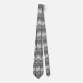 Cravate Ethnique Chevron Damask, gris, noir et blanc (Devant)