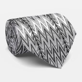 Cravate Ethnique Chevron Damask, gris, noir et blanc (Roulé)