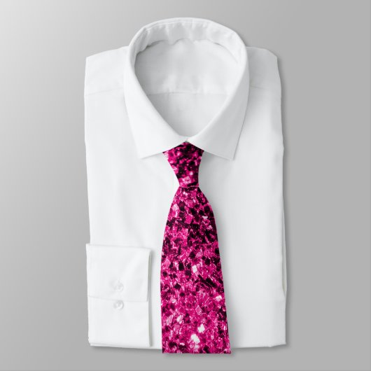 Cravate Étincelle de parties scintillant rose chaud (Attaché)