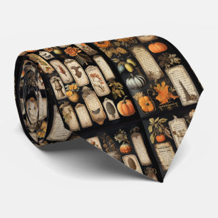 Cravate Étiquettes vintage citrouilles Halloween