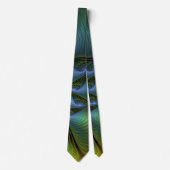 Cravate Etoile Abstraite, Bleu brillant Vert Or Fractal Ar (Devant)