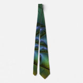 Cravate Etoile Abstraite, Bleu brillant Vert Or Fractal Ar (Dos)