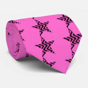 Cravate Étoile bancale de vagues (rose/noir)