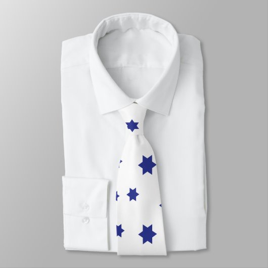 Cravate Étoile blanche bleue de David motif (Attaché)