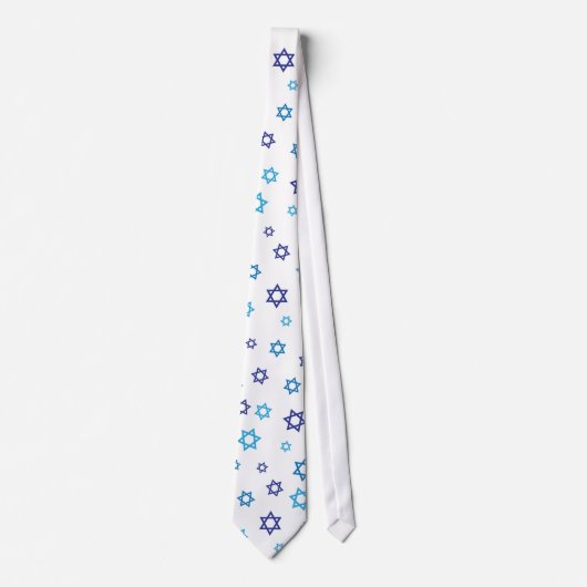 Cravate Étoile blanche bleue de David motif (Devant)
