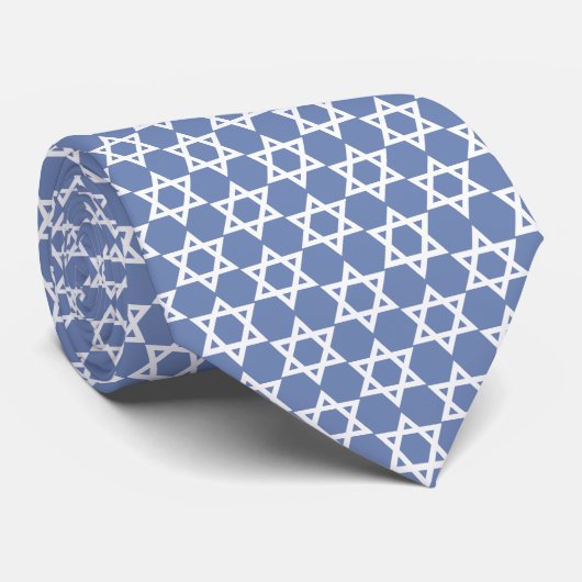 Cravate Étoile Blanche De David Periwinkle Bleu (Roulé)