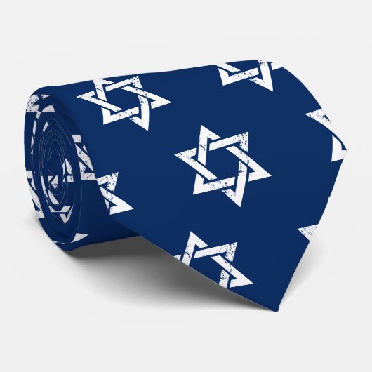 Cravate Étoile de David blanche grunge (Roulé)