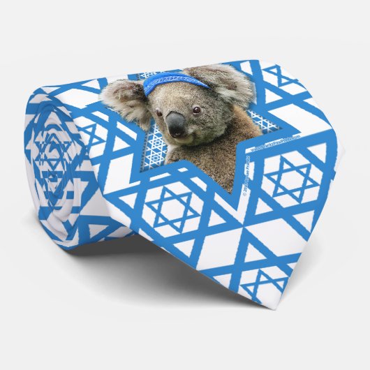 Cravate Étoile de David de Hanoukka - ours de koala (Roulé)