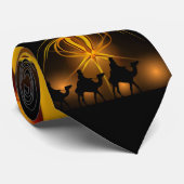 Cravate Étoile d'or de sages de Noël de Bethlehem (Roulé)