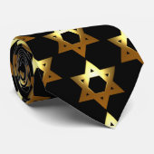 Cravate Étoile juive noire et or (Roulé)