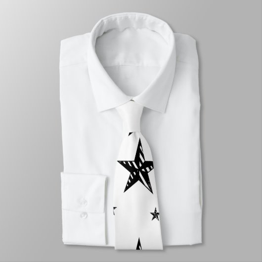 Cravate étoile rayée noire et blanche (Attaché)