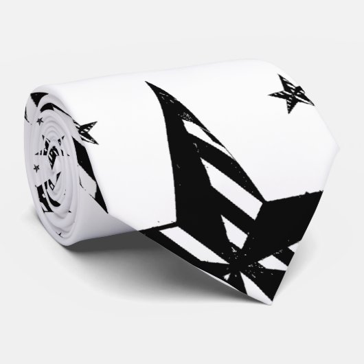 Cravate étoile rayée noire et blanche (Roulé)