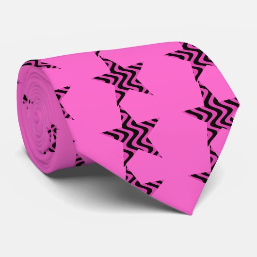 Cravate Étoile Wobbly Waves (rose/noir) (Roulé)