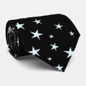 Cravate Étoiles 1 bleu-clair noir (Roulé)