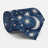 Cravate Étoiles Bleu Argent Or (Roulé)