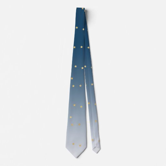 Cravate Étoiles bleues d'or d'Ombre (Devant)