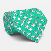 Cravate étoiles d'argent sur turquoise (Roulé)