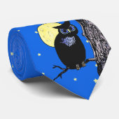Cravate Étoiles de lune de hibou noir (Roulé)