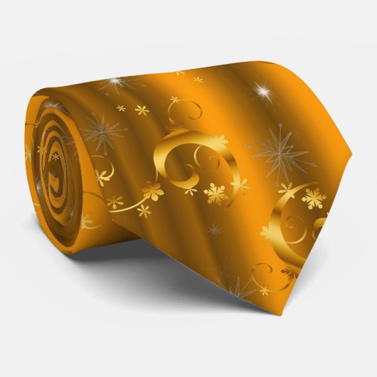Cravate Etoiles de Noël d'or, torrents d'or (Roulé)