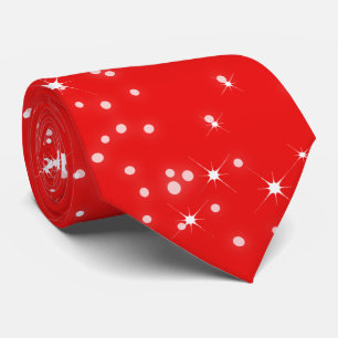 Cravate Étoiles de Noël et neige tombante en ROUGE