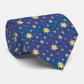 Cravate Etoiles d'or sur bleu (Roulé)