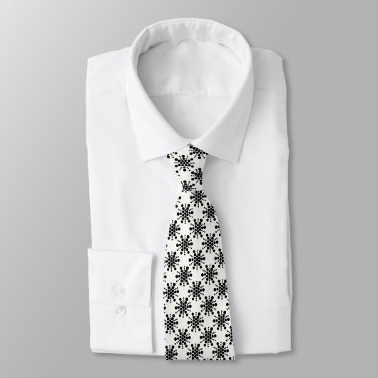 Cravate Étoiles noires en blanc (Attaché)