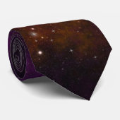 Cravate Étoiles scintillantes sur fond spatial rouge foncé (Roulé)