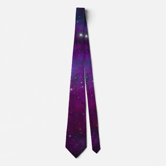 Cravate Étoiles scintillantes sur fond spatial violet fonc (Devant)