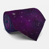 Cravate Étoiles scintillantes sur fond spatial violet fonc (Roulé)