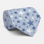 Cravate Étoiles Texturées Bleu Blanc (Roulé)