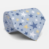 Cravate Étoiles Texturées Bleu Jaune (Roulé)