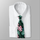 Cravate étonnante avec Feuilles tropicaux en vert  (Attaché)
