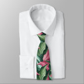 Cravate étonnante avec Feuilles tropicaux en vert  (Attaché)