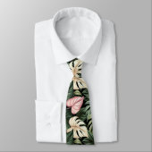 Cravate étonnante avec Feuilles tropicaux en vert  (Attaché)